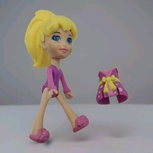 Polly Pocket Doll Figure Posable Molded Hair Blond Purple Dress Cake Topper
